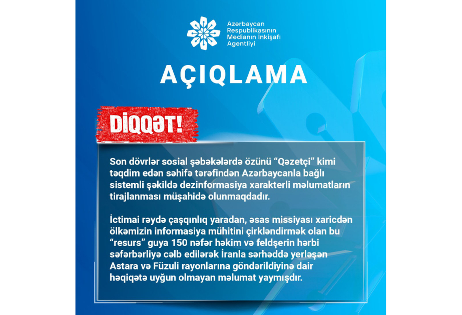 Medianın İnkişafı Agentliyi informasiya təxribatını pisləyib