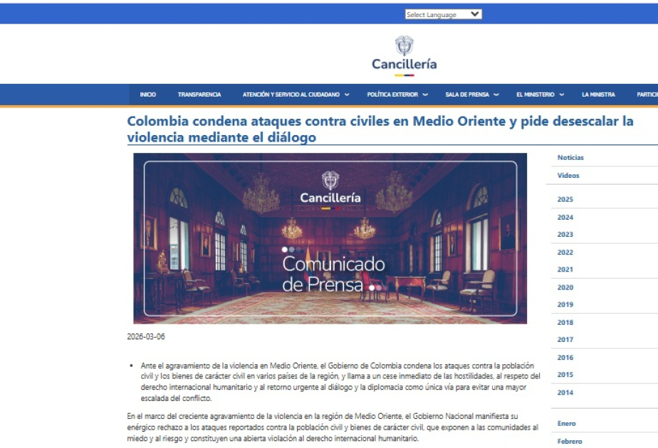 Colombia condena ataques contra civiles en Medio Oriente y pide desescalar la violencia mediante el diálogo