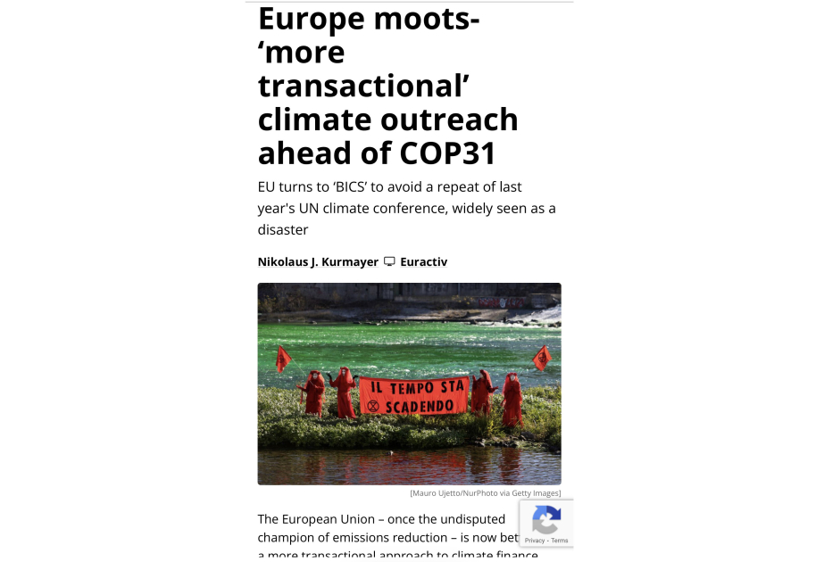 Euractiv: ЕС меняет климатическую стратегию в преддверии COP31