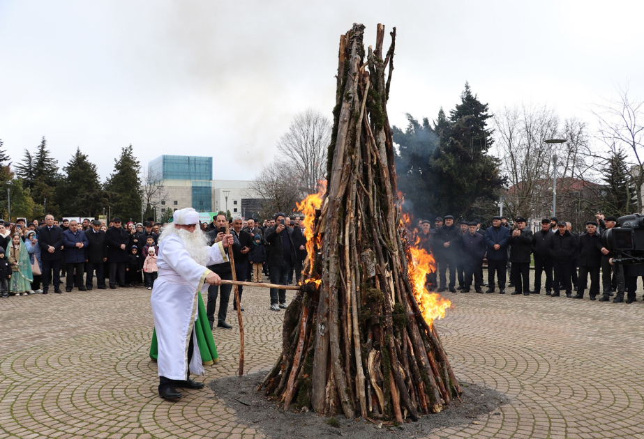 Qəbələdə Novruz tonqalını “Dədə Qorqud” alovlandırıb VİDEO
