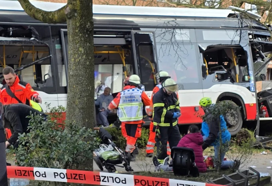 Hamburqda avtobus ağaca çırpılıb, 17 sərnişin xəsarət alıb
