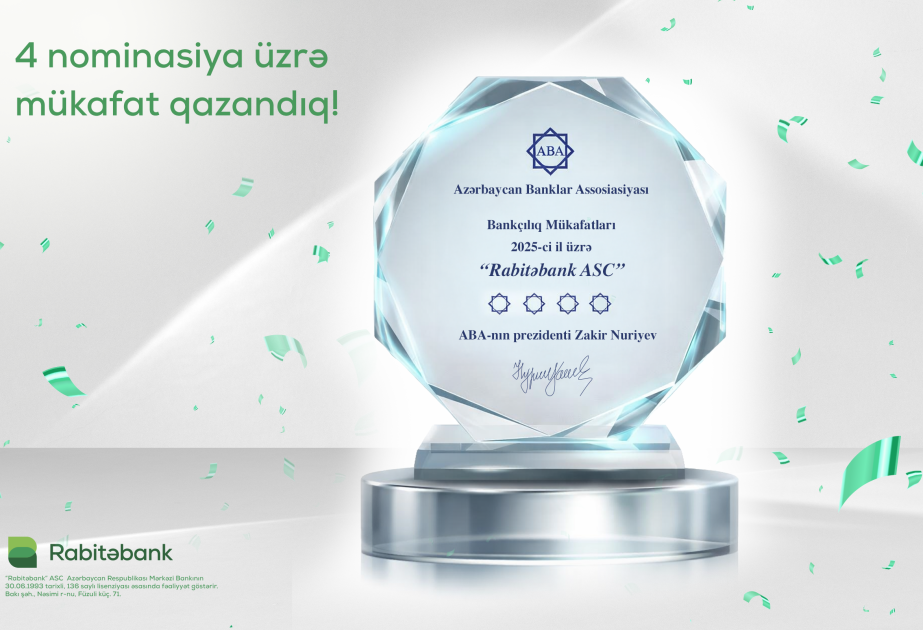 ®  “Rabitəbank” 4 nominasiya üzrə “Bankçılıq mükafatları – 2025”in qalibi olub