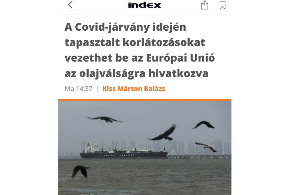 Macarıstan mediası Avropada enerji böhranı riski barədə xəbərdarlıq edib