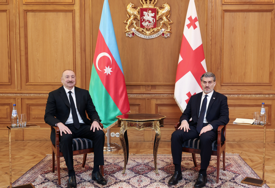 Aserbaidschans Präsident Ilham Aliyev trifft in Tiflis seinen georgischen Amtskollegen Micheil Kawelaschwili VIDEO