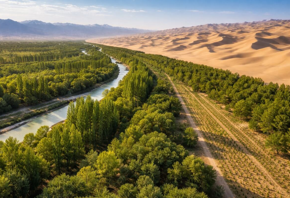 Китай формирует «зеленый пояс» вокруг пустыни Такла-Макан