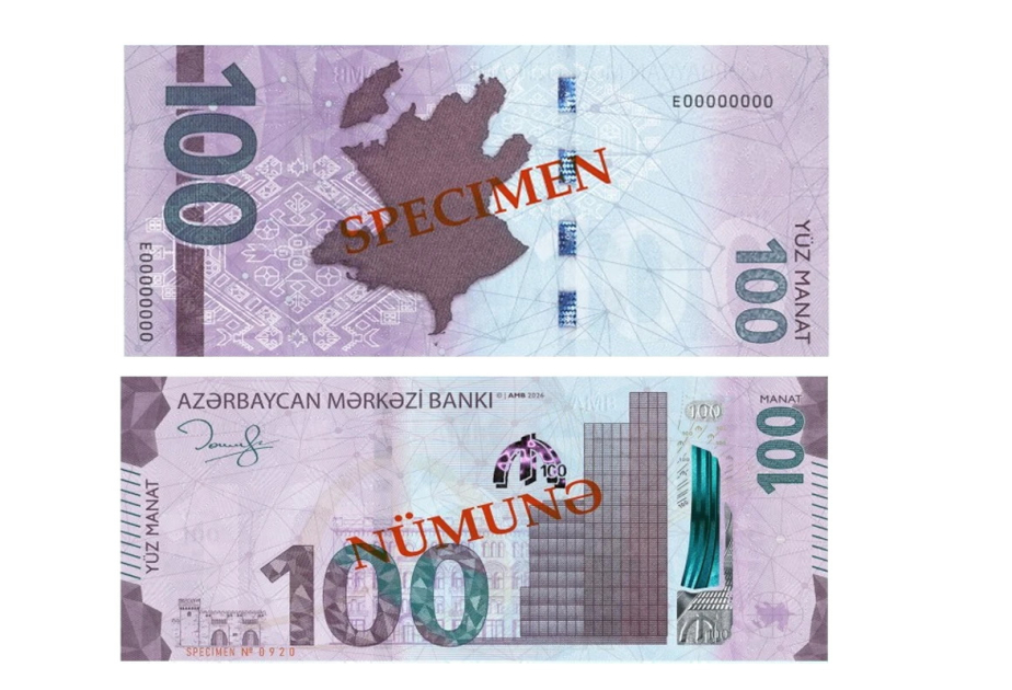 Mərkəzi Bank yenilənmiş 100 manatlıq əsginasları tədavülə buraxır VİDEO