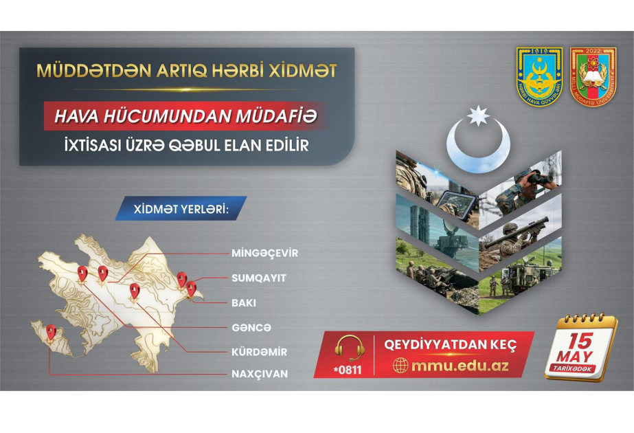 Müdafiə Nazirliyi Hava Hücumundan Müdafiə ixtisası üzrə müddətdən artıq həqiqi hərbi xidmətə qəbul elan edir