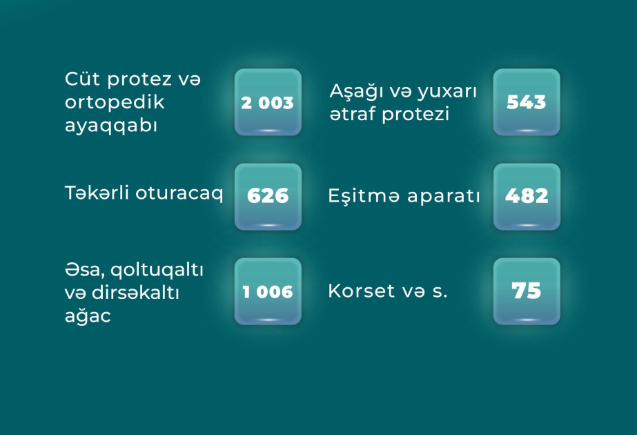 İlk rübdə əlilliyi olan 4800 şəxsə 247 min reabilitasiya vasitəsi verilib