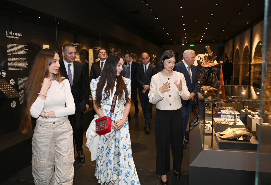 Leyla Aliyeva and Arzu Aliyeva attend opening of historical and architectural monuments after restoration in Sheki city