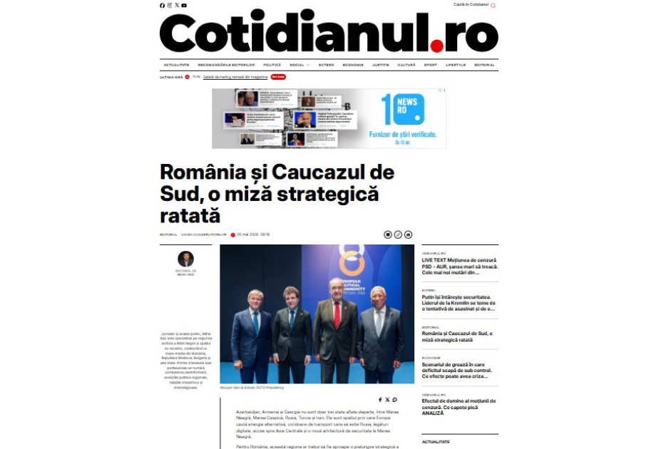 Romanian expert urges benefiting from opportunities offered by South Caucasus