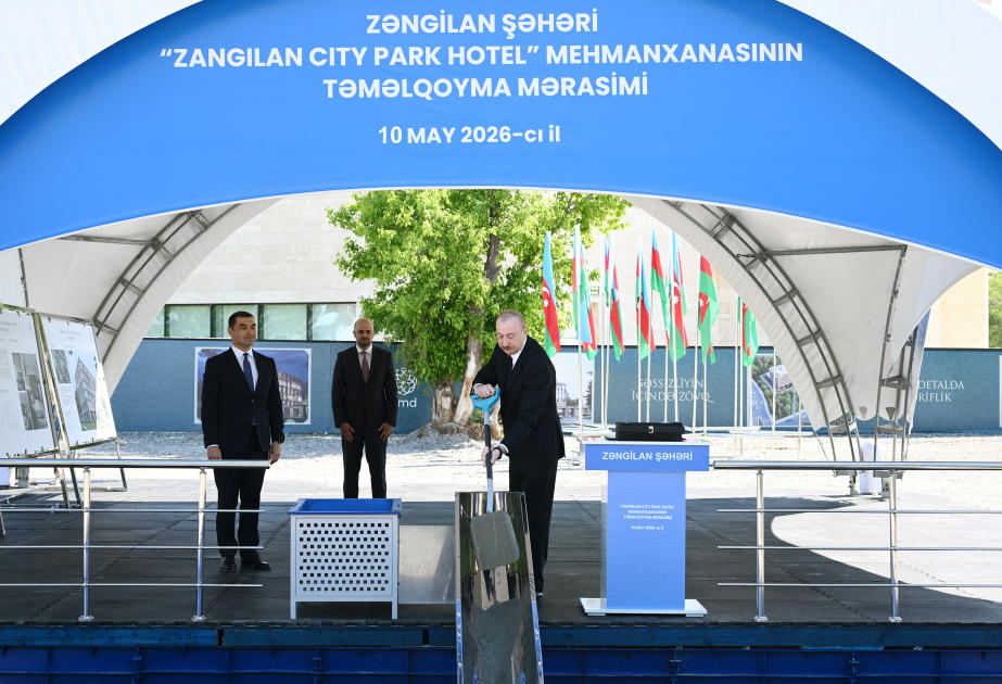 Präsident Ilham Aliyev legt Grundstein für „Zangilan City Park Hotel“ VIDEO