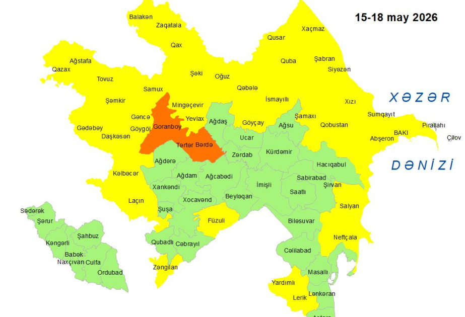Küləkli hava şəraiti ilə bağlı sarı və narıncı xəbərdarlıq verilib