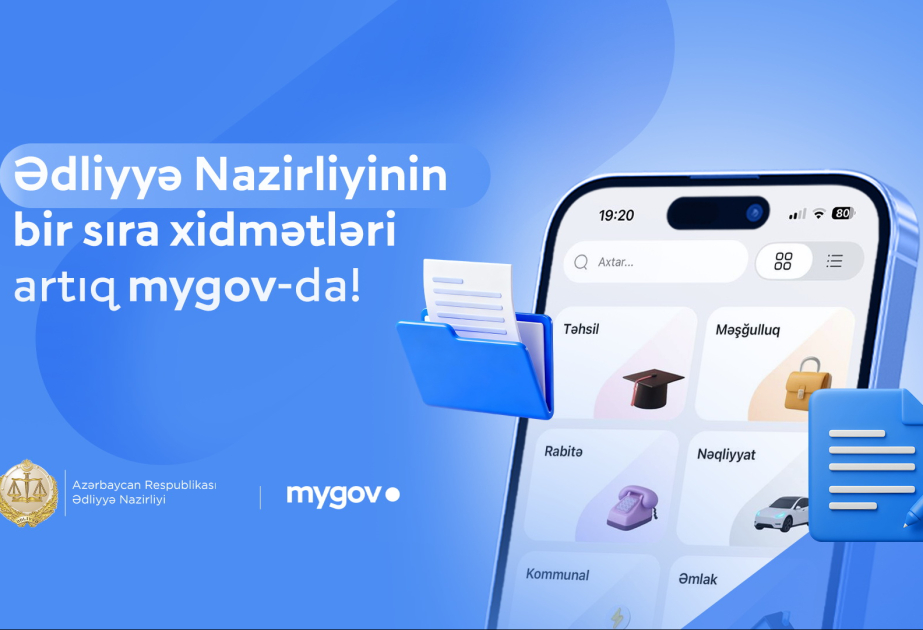 ®  Ədliyyə Nazirliyinin bir sıra xidmətləri artıq “mygov” platformasında!