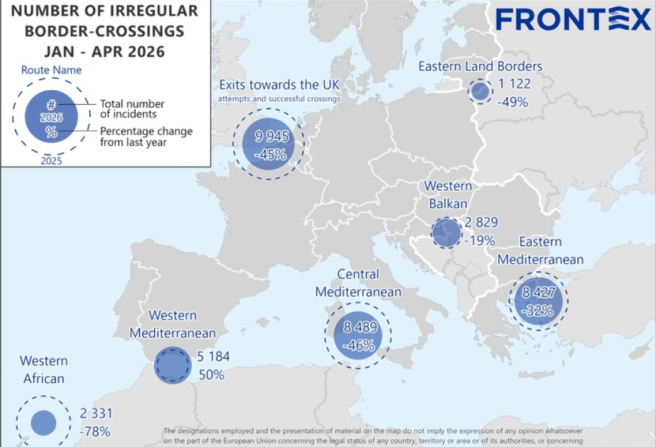 Frontex: Aİ-yə qeyri-qanuni keçidlərin sayı 40 faiz azalıb