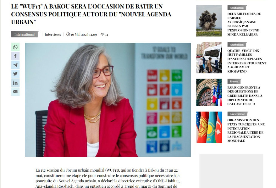 WUF13 hosted by Baku attracts global media attention