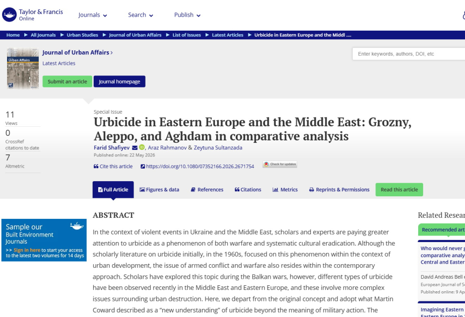Aghdam’s destruction analyzed in international study as case of urbicide