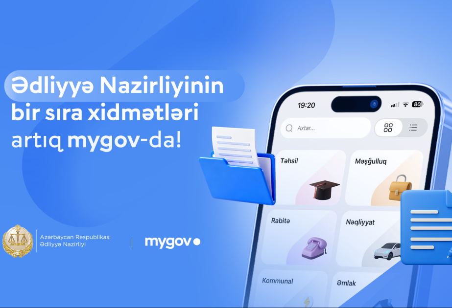 ®  Ədliyyə Nazirliyinin bir sıra xidmətləri artıq “mygov” platformasında!