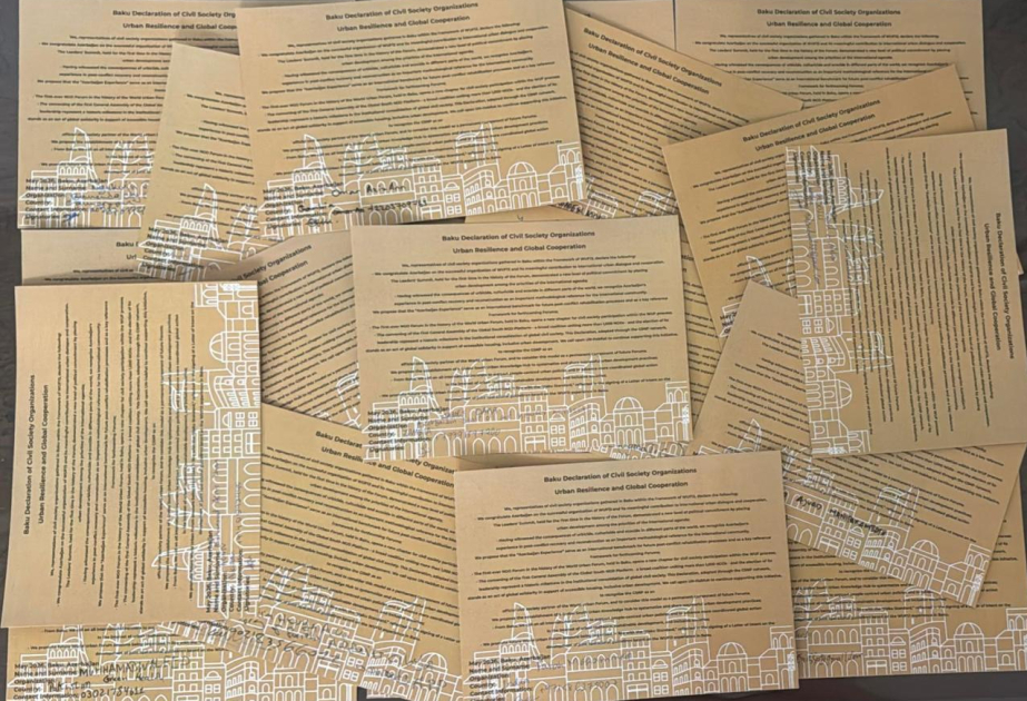 来自103个国家的569个非政府组织在第13届世界城市论坛期间签署了《巴库宣言》