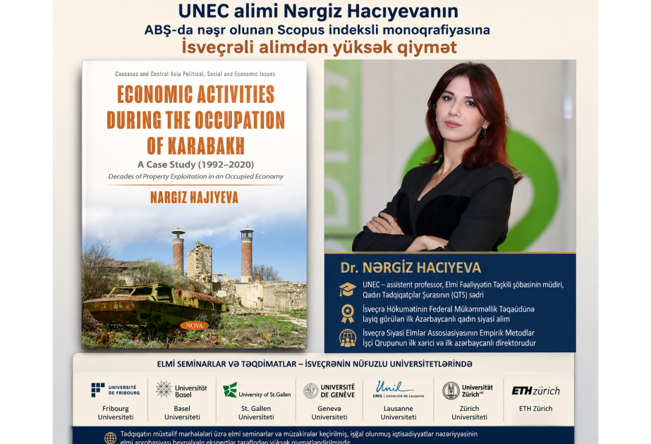 Azərbaycan aliminin Qarabağa dair monoqrafiyasını isveçrəli professor yüksək qiymətləndirib