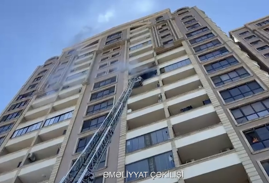 Nəsimi rayonunda onaltımərtəbəli yaşayış binasında yanğın baş verib