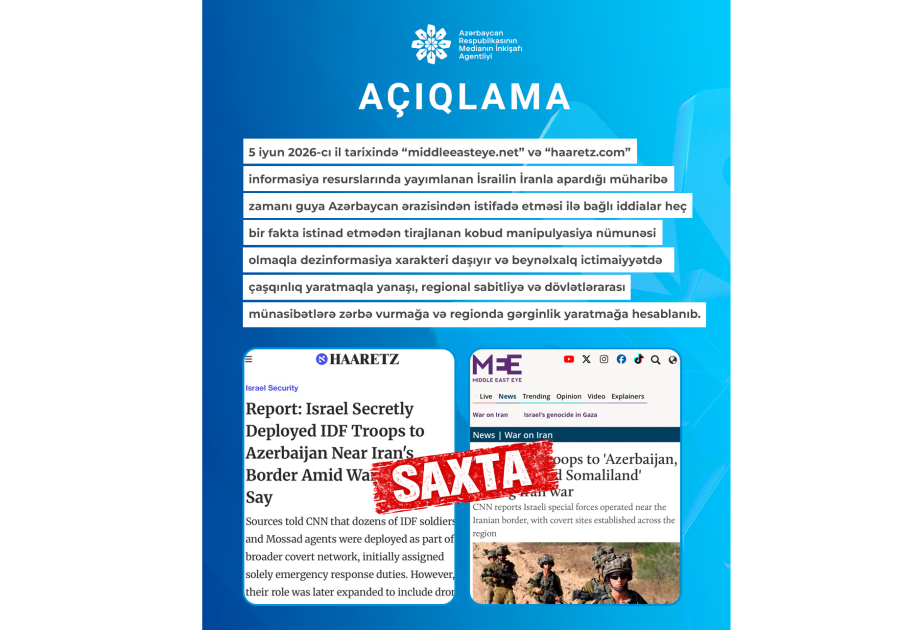 MEDİA Azərbaycanla bağlı dezinformasiya iddialarına dair açıqlama yayıb