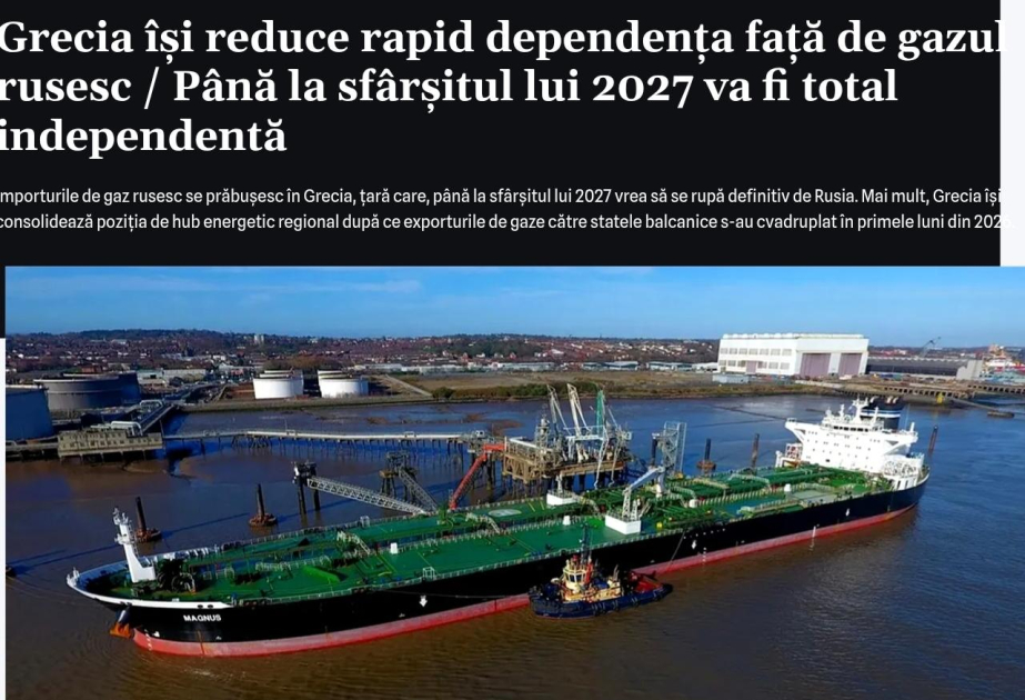 Yunanıstan 2027-ci ilin sonunadək Rusiya qazından tam imtina etməyi planlaşdırır