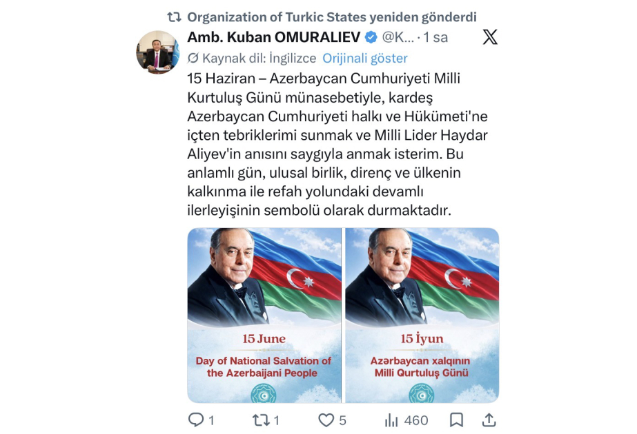 TDT-nin Baş katibi: 15 İyun milli birliyin, dözümlülüyün və ölkənin davamlı inkişafı ilə tərəqqi yolunun rəmzi kimi çıxış edir