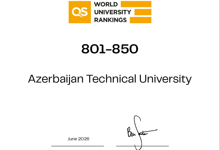 AzTU “QS dünya universitetləri reytinqi”ndə 801–850-ci yerdə qərarlaşıb