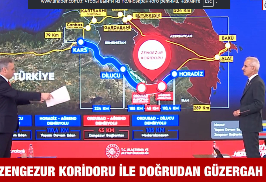 Ministro de Transportes de Türkiye: “Se prevé la puesta en marcha del Corredor de Zangezur para 2030”