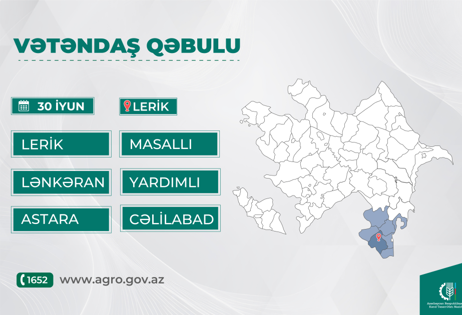 Kənd təsərrüfatı naziri Məcnun Məmmədov Lerikdə vətəndaşların müraciətlərini dinləyəcək