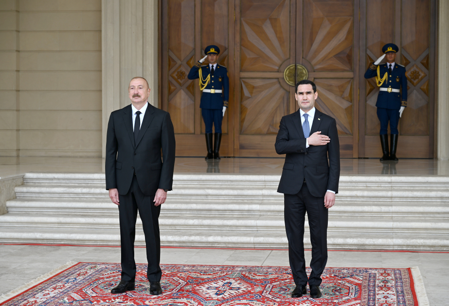 Official welcome ceremony held in Baku for President of Turkmenistan Serdar Berdimuhamedov VIDEO