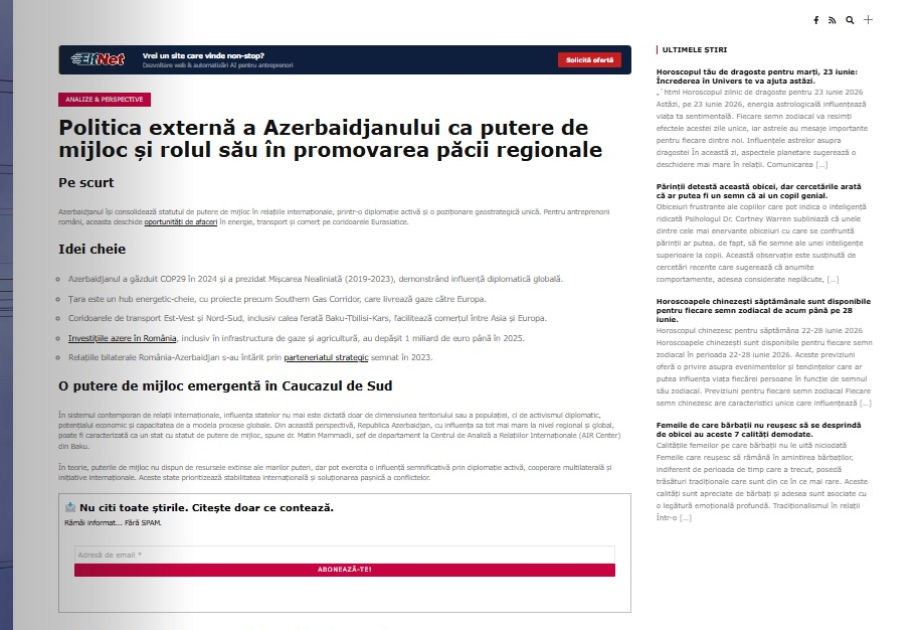 “Business Talks”: Azərbaycanın “orta güc” diplomatiyası regional sülhün və əməkdaşlığın mühüm amilinə çevrilir