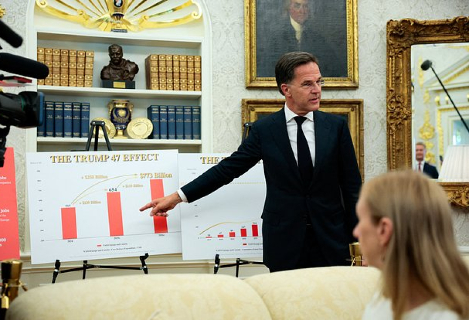 Mark Rütte ABŞ Prezidentini diaqramlarla NATO-nun vacibliyinə inandırmağa çalışıb