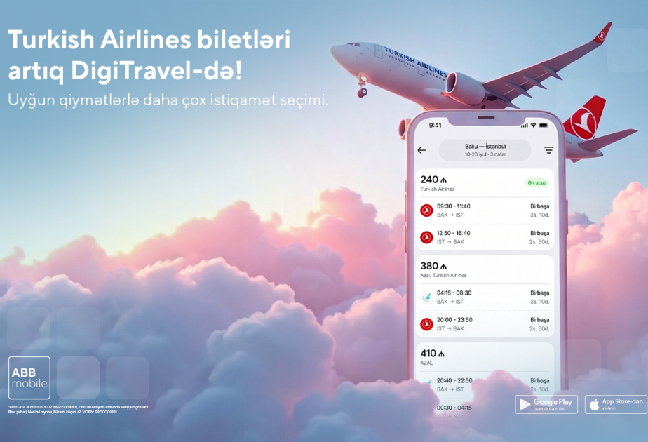 ®  Билеты на рейсы Turkish Airlines и других авиакомпаний — с DigiTravel в приложении ABB mobile!