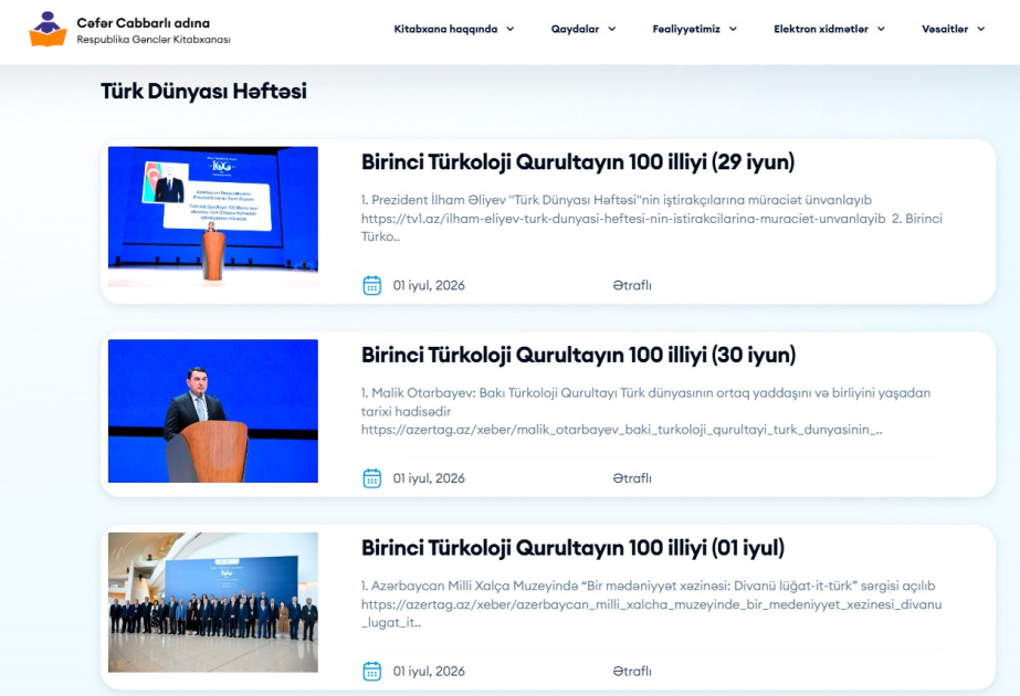Gənclər Kitabxanasında “Türk Dünyası Həftəsi” adlı elektron resurs bazası istifadəçilərin ixtiyarına verilib