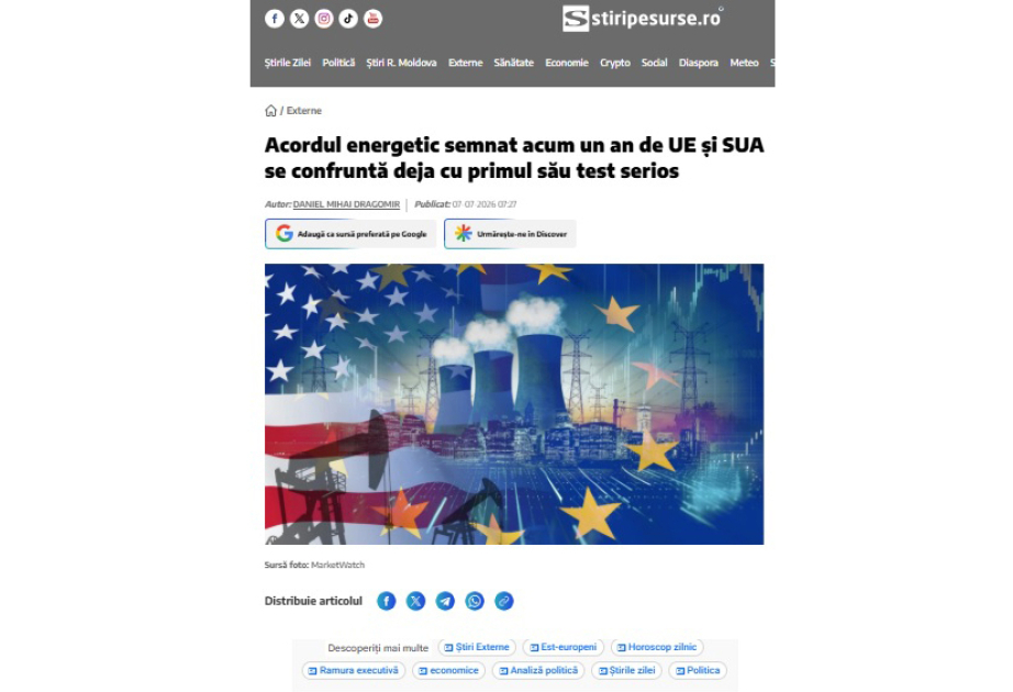 Romanian media highlights growing importance of energy cooperation with Azerbaijan