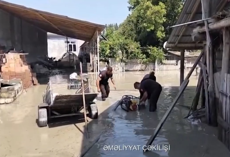 FHN: Balakən və Ağstafada su dolmuş ərazilərdə zəruri tədbirlər davam etdirilir VİDEO