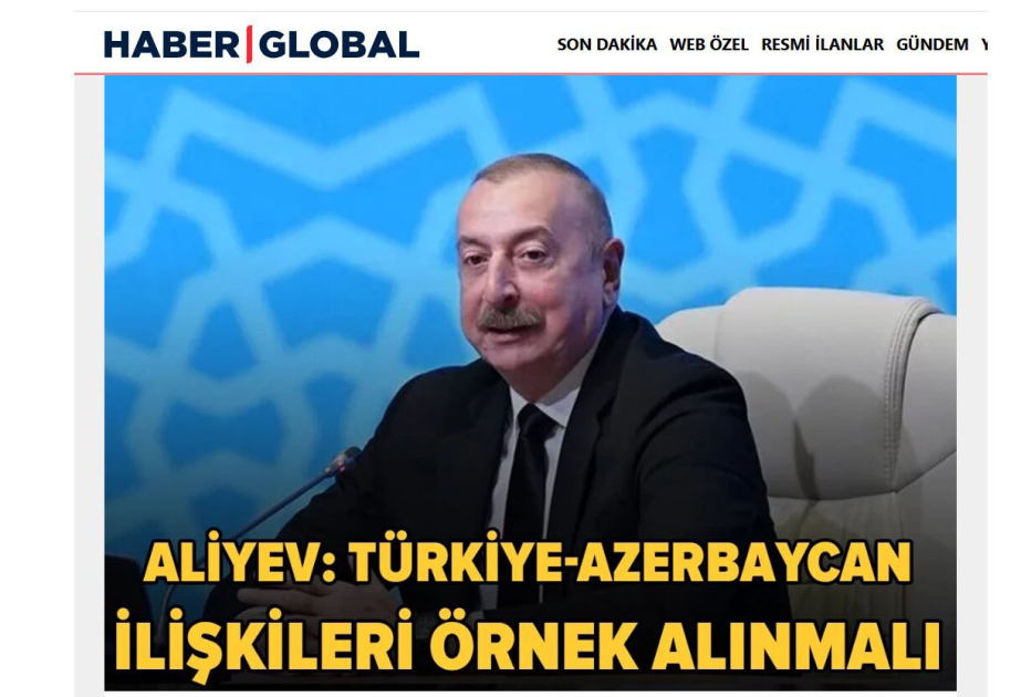 Azərbaycan Prezidentinin IV Şuşa Qlobal Media Forumundakı çıxışı Türkiyə mediasının diqqət mərkəzindədir