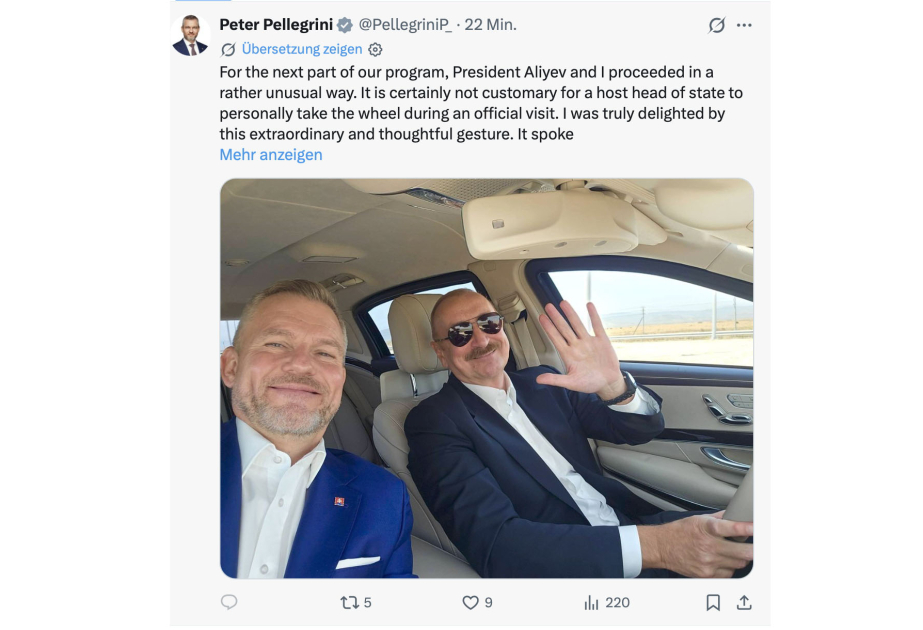 Президент Словакии поблагодарил Президента Ильхама Алиева за гостеприимство