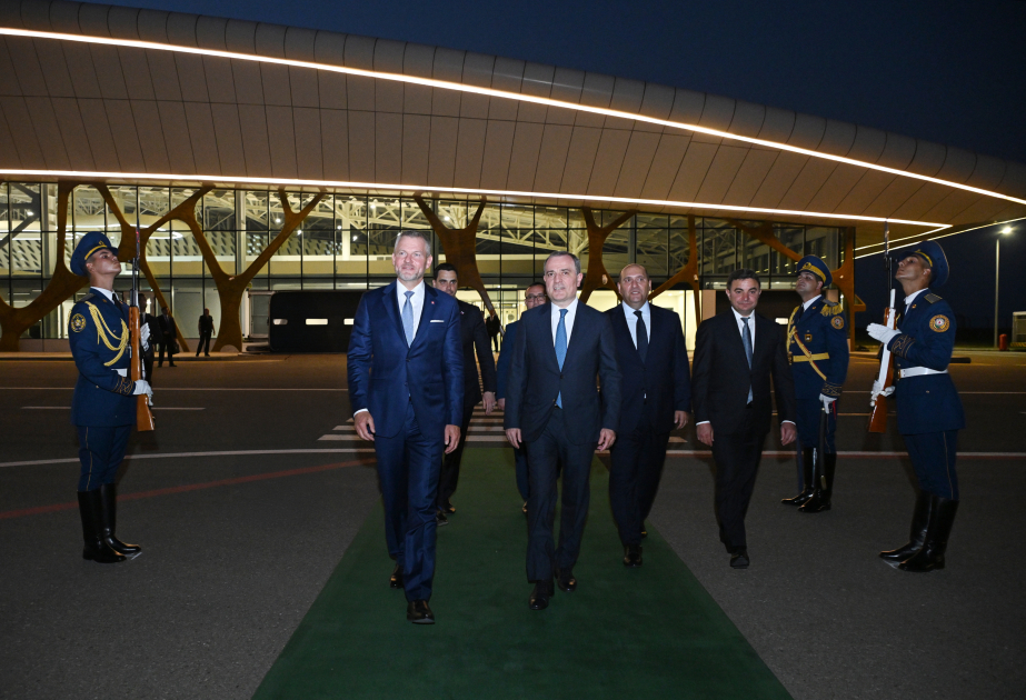 Le président slovaque quitte l’aéroport international de Fuzouli à bord d’un avion à destination de Bakou
