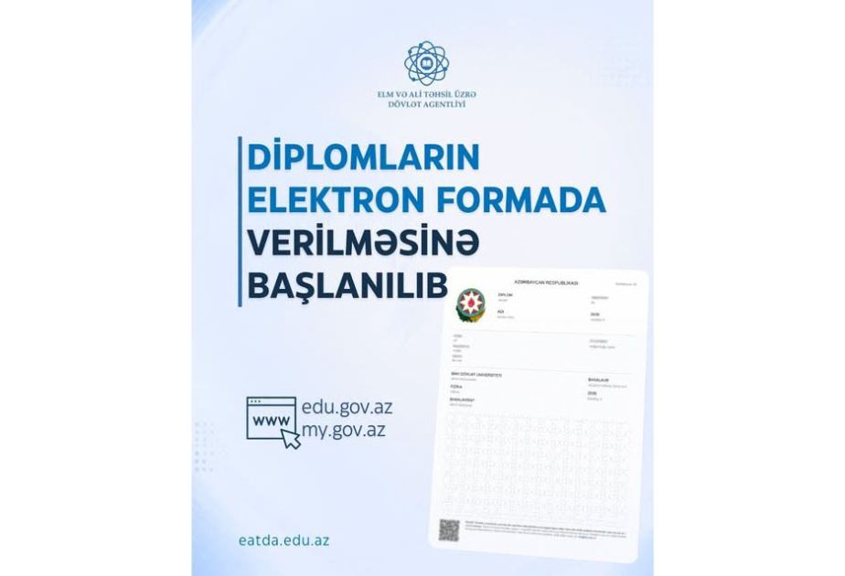 Elektron diplomlar artıq məzunlara təqdim olunur