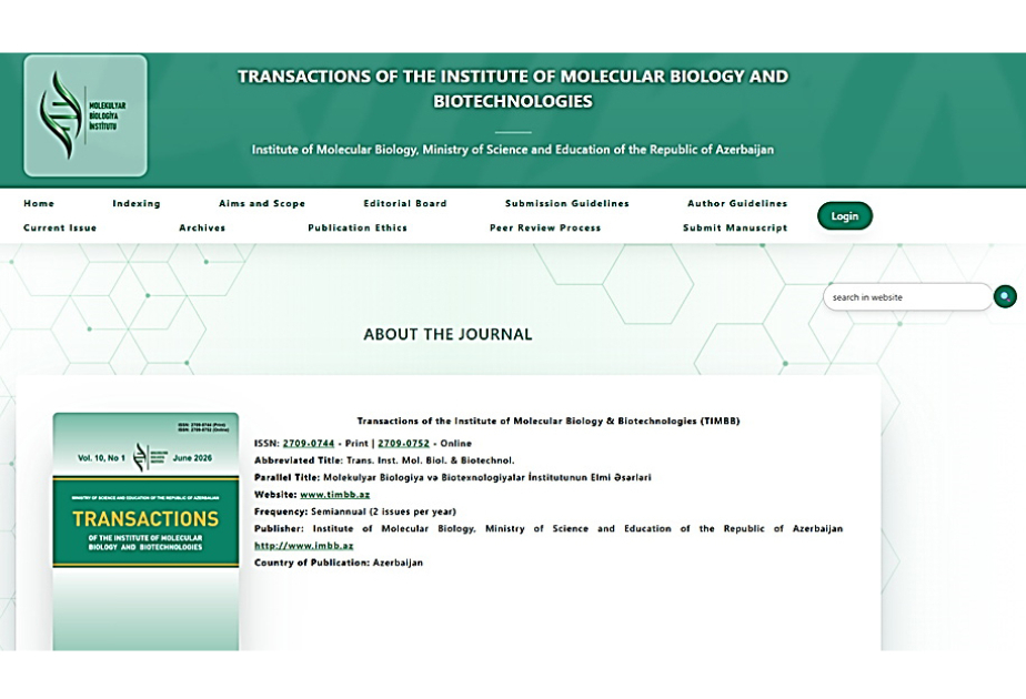 Molekulyar Biologiya İnstitutunun elmi jurnalı beynəlxalq indeksləmə bazasına daxil edilib