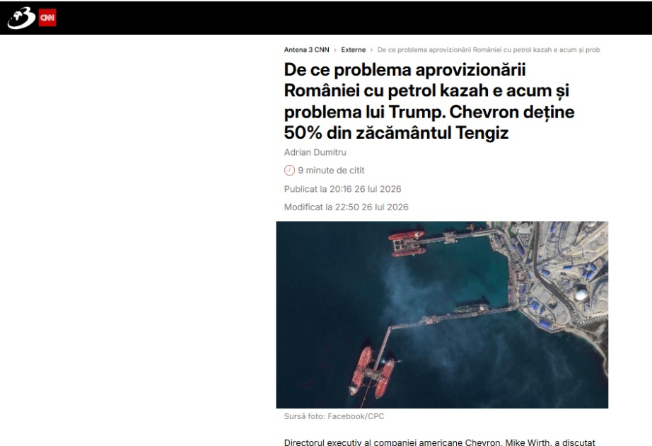Qazaxıstan nefti Rumıniya və ABŞ üçün strateji məsələyə çevrilib, “Tengiz” böhranı Tramp administrasiyasını hərəkətə keçirib
