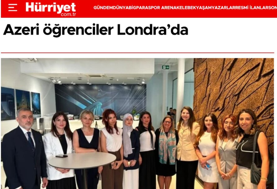 Türkiyə mediası azərbaycanlı tələbələrin Londonda memarlıq üzrə beynəlxalq təcrübəni öyrənməsi barədə yazıb