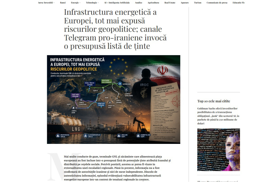 Media: Avropanın enerji infrastrukturu geosiyasi risklərin artması fonunda daha həssas vəziyyətə düşür
