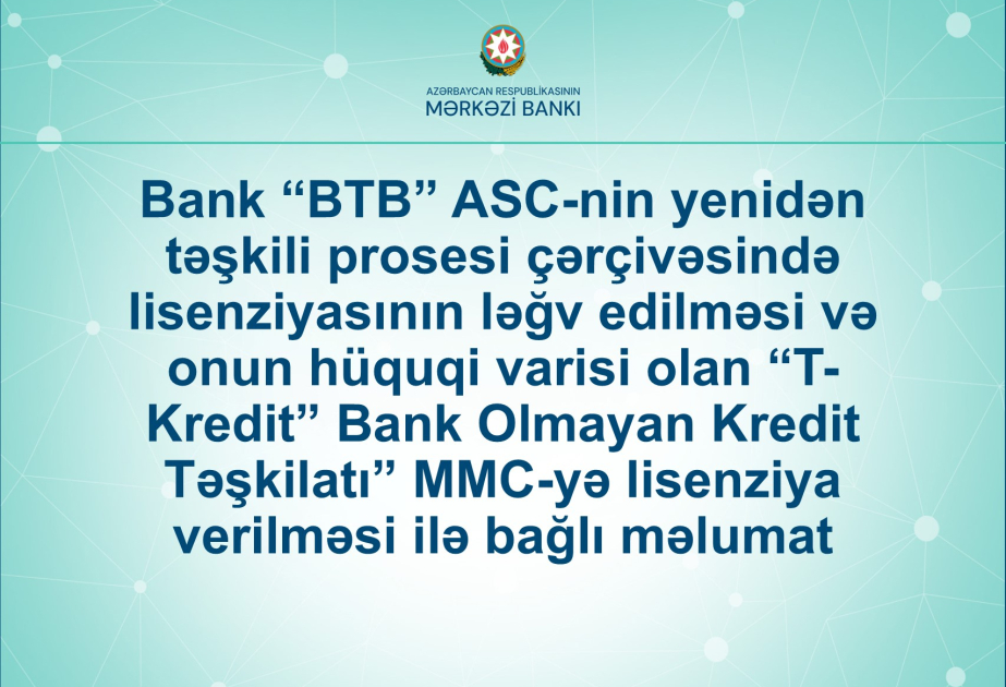 Bank “BTB”nin lisenziyası ləğv edilib