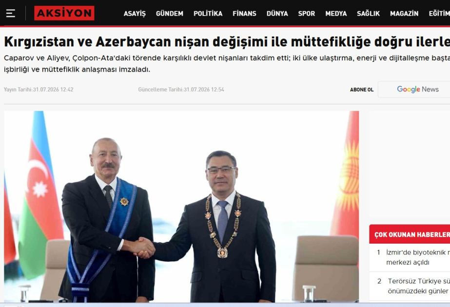 President Ilham Aliyev’s visit to Kyrgyzstan in spotlight of Turkish and Northern Cyprus media outlets