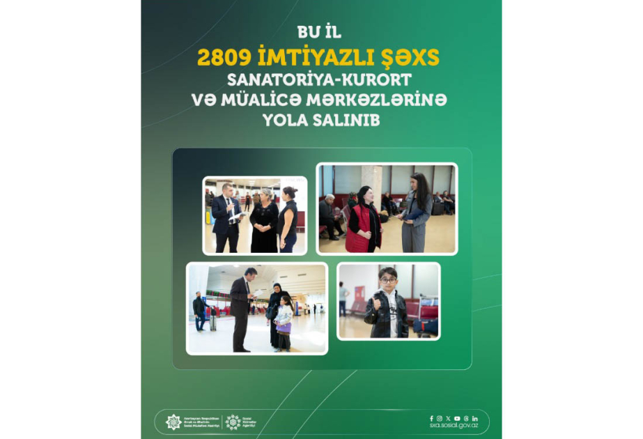 Bu il 2800-dən çox imtiyazlı şəxs sanatoriya-kurort və müalicə mərkəzlərinə yola salınıb