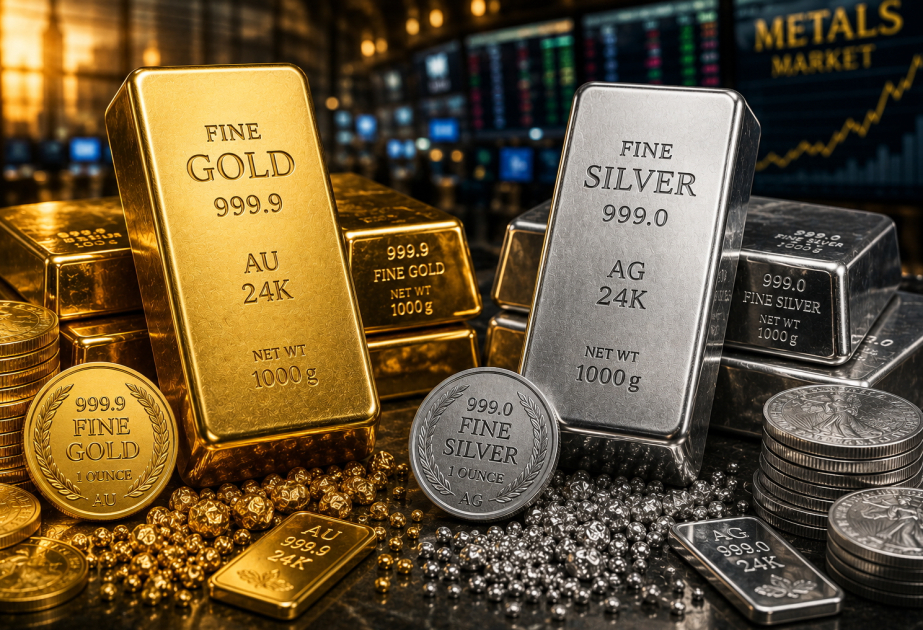 Gold prices rise, silver prices fall on global markets