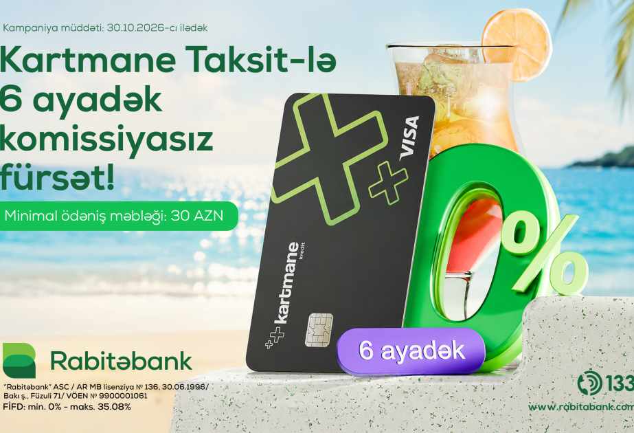 ® “Rabitəbank”ın “Kartmane Taksit” kartı 6 ayadək komissiyasız taksit fürsəti təqdim edir